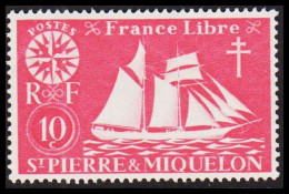 1942. SAINT-PIERRE-MIQUELON. Fisher Boat From Malo 10 C. Hinged.  - JF537387 - Cartas & Documentos