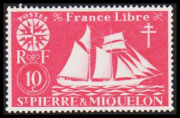 1942. SAINT-PIERRE-MIQUELON. Fisher Boat From Malo 10 C. Hinged.  - JF537388 - Cartas & Documentos