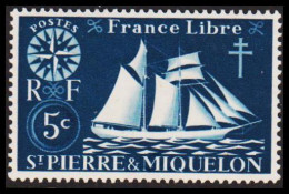 1942. SAINT-PIERRE-MIQUELON. Fisher Boat From Malo 5 C. Hinged.  - JF537389 - Lettres & Documents