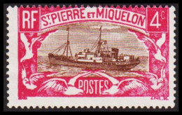 1932. SAINT-PIERRE-MIQUELON. Fishing Boat Jacques Caeur 4 C. Never Hinged.  (Michel 135) - JF537411 - Lettres & Documents