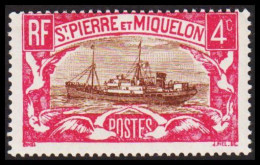 1932. SAINT-PIERRE-MIQUELON. Fishing Boat Jacques Caeur 4 C. Never Hinged.  (Michel 135) - JF537412 - Covers & Documents