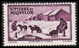 1938. SAINT-PIERRE-MIQUELON. Dog Sledge 4 C. Hinged.  (Michel 172) - JF537415 - Cartas & Documentos
