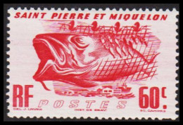 1947. SAINT-PIERRE-MIQUELON. Nature Fish 60 C. Hinged. - JF537420 - Covers & Documents