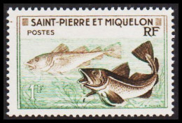 1957. SAINT-PIERRE-MIQUELON. Fish (Gadus Morrhua) 1 F Never Hinged.  - JF537421 - Lettres & Documents