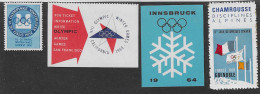 1952 / 1968 : 4 Vignettes Jeux Olympiques D'Hiver: Oslo 1952, Squaw Valley 1960, Innsbruck 1964, Grenoble 1968 - Hiver 1952: Oslo