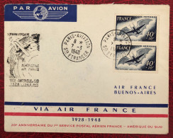 France, PA N°23 (x2) Sur Enveloppe TAD PARIS-AVIATION / Sce ETRANGER 7.3.1948 - (B3657) - 1927-1959 Brieven & Documenten