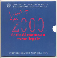 ITALIA REPUBBLICA DIVISIONALE ZECCA DELLO STATO CON ARGENTI 400° ANNIV. DELLA MORTE DI GIORDANO BRUNO ANNO 2000 FDC - Jahressets & Polierte Platten