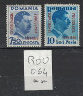 Roumanie 1936 - Yvert 510A Et 510B Neuf SANS Charnière - Scott#461-462 -  Petite Entente, Roi Charles II - Unused Stamps