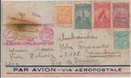 1933 - BRESIL / ENVELOPPE DECOREE CONDOR ZEPPELIN ! De RECIFE => RIO - Airmail & Zeppelin