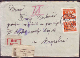 JUGOSLAVIA - EXPRES RECOM.. Letter  16din  BANJA LUKA To ZAGREB - 1951 - Poste Aérienne