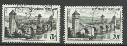 France N°  1119  Le Pont Valentré Cahors Et  N° 1119 Sans Le Vert  Oblitérés   B/TB   Voir Scans     Soldé ! ! ! - Used Stamps