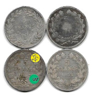 FRANCE 5 Francs  Lot De 4 Pièces  LOUIS-PHILIPPE 1er  Argent 0.900   97.40 Gr. - 5 Francs