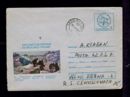 Gc8153 ROMANIA Dogs Chiens Faune Animals "regional Polar Exploration Romanie" Cover Postal Stationery Mailed CSSR 1984 - Arctic Expeditions