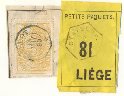 Be73: STAVELOT:  SP 12 Op Fragment Spoorwegdocument +  " étiquette " + Spoorwegstempel & Op Zegel: Telegraafstempel: - Documents & Fragments