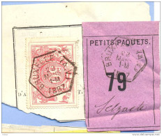 _V703: BRUXELLES (A.V.) > Selzaete:  SP11/ Fragment PETITS PAQUETS Met " étiquette ": N°70: Type B: - Documenten & Fragmenten