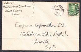 Canada Cover, Shell Valley Manitoba, Nov 28 1936, A1 Broken Circle Postmark, To Campana Corp. Ltd. Toronto ON - Lettres & Documents