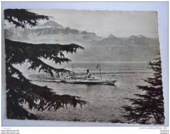 Cpsm Suisse Lac Leman Et Les Alpes De Savoie Bâteau à Vapeur Circulée 1952 - Lake Geneva