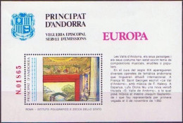 Andorre Viguerie - Andorra Bloc Feuillet 1985 Y&T N°BF(1) - Michel N°B(?) *** - Hymne National Andorien - Episcopal Viguerie