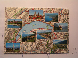 Le Lac Léman - Vues Diverses - Carte - Genfersee