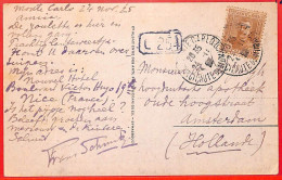 Aa1022 - MONACO - Postal History -  POSTCARD  To The NETHERLANDS  1925 - Covers & Documents