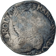 France, Charles IX, Teston Au Deux K Couronnés, 1569, Bayonne, 4th Type, B+ - 1560-1574 Carlo IX