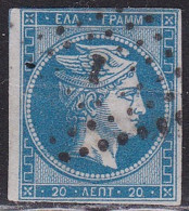 GREECE 1862 Large Hermes Head First Definitive Athens Print 20 L Blue Vl. 25 (Hellas 19 A) - Oblitérés