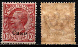 COLONIE ITALIANE - CASO - 1912 - VITTORIO EMANUELE III - 10 C - LEONI - MNH - Egée (Caso)