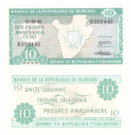 BURUNDI 10 FRANCS 1981 P-33a  UNC - Burundi