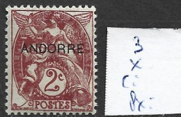 ANDORRE FRANCAIS 3 * Côte 1 € - Unused Stamps