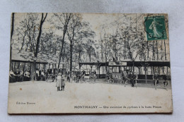 Cpa 1909, Montmagny, Une Excursion De Cyclistes à La Butte Pinson, Val D'Oise 95 - Montmagny