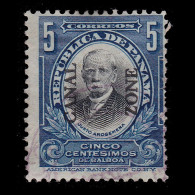 CANAL ZONE.1909.5c.SCOTT 33.FINE USED.Overprint Reading Up - Canal Zone