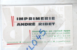 Carte De Visite Publicitaire - IMPRIMERIE ANDRE RIBET - CATALOGUES DEPLIANTS TRAVAUX DE VILLE COMMERCIAUX - Other & Unclassified