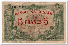 BELGIUM,5 FRANCS,1921,P.75b,FEW SMALL TEARS AND PIN HOLES - 5 Francos