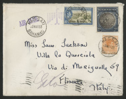 BAHAMAS N° 91 + 111 + 118 GEORGE V De NASSAU En 1953 Sur Env. Par Avion Pour L'Italie Voir Suite - 1859-1963 Colonie Britannique