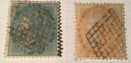 India 1865 1/2a + 2a RARE GRILL POSTMARK OF MAHE, FRENCH SETTLEMENT  (Inde Française Queen Victoria - 1858-79 Kolonie Van De Kroon