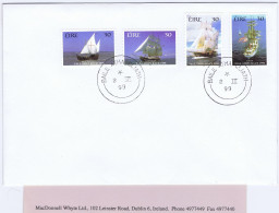 Ireland Ships 1998 Tall Ships Self-adhesive Set Of Four Used On Neat Cover Dublin Cds 2 III 99 - Lettres & Documents