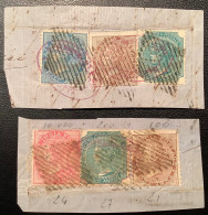 India 1865-1868 Two Scarce HADENFELDT &CO CALCUTTA Security Markings On Piece  (Queen Victoria - 1858-79 Kronenkolonie