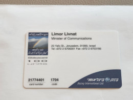 ISRAEL-(BEZ-INTER-743)-LIMOR LIVNAT-minister Of Communications-E(55)(100uits)(21774401-1704)(plastic Card)Expansive Card - Israel