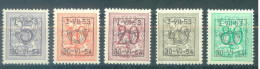 BELGIUM - I-VII-1953 30-VI-1954 - MH/* - LION HERALDIQUE -  COB PRE635-639 - Lot 25932 - Typos 1951-80 (Chiffre Sur Lion)