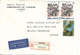 Greece Registered Cover Sent To Denmark 1982 Topic Stamps Sent From The Embassy Of Turkey Athens - Covers & Documents