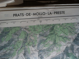 CARTE IGN PRATS-DE-MOLLO-LA-PRESTE (PYRENEES-ORIENTALES) 1/50000ème -56x73cm -2cm=1km -mise à Jour De 1963 -IGN FRANCE - Mapas Topográficas