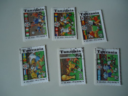 TANZANIA USED  STAMPS  SET 6  FOOTBALL SOCCER WORLD CUP  USA 1994 - 1994 – Estados Unidos