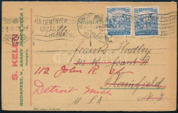 1926 Levelezőlap Arató 2 X 400K Bérmentesítéssel Detroit-ba Küldve "KÜLDEMÉNY CÍMÉBE UTCÁT, HÁZSZÁMOT ÍRJUK KI!" Propaga - Autres & Non Classés