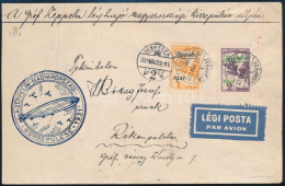 1931 Zeppelin Légi Levél Zeppelin Sorral és Kék Alkalmi Bélyegzéssel / Mi 478-479 On Zeppelin Cover With Blue Special Po - Autres & Non Classés