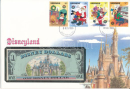 Amerikai Egyesült Államok 1987A 1DD Bankjegyes Borítékban, Elsőnapi Bélyegzéses Bélyeggel T:1  USA 1987A 1 Disney Dollar - Zonder Classificatie