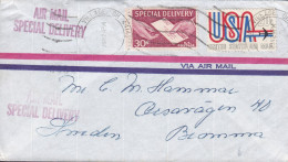 United States Air Mail Special Delivery BAY VILLAGE Ohio 1959 Cover Lettre BROMMA (Arr.) Sweden (2 Scans) - Special Delivery, Registration & Certified