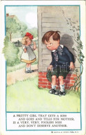 T2/T3 1913 A Pretty Girl That Gets A Kiss... Reinthal & Newman. Children Romantic Art Postcard - Non Classés