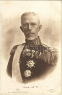 T2/T3 1928 Gustaf V King Of Sweden. Foto Hofatelier Jaeger 1918. (EB) - Non Classés