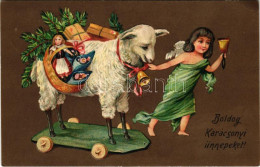 T2/T3 1907 Boldog Karácsonyi ünnepeket / Christmas Greeting Art Postcard With Sheep And Gifts. Emb. Litho (EK) - Ohne Zuordnung