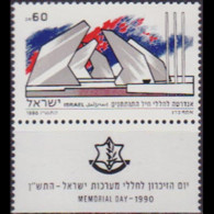 ISRAEL 1990 - Scott# 1055 Memorial Day Tab Set Of 1 MNH - Unused Stamps (without Tabs)